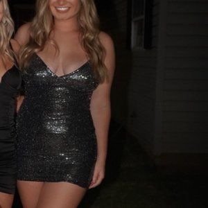 Lulus Bodycon Black Sequin Mini Dress (WORN ONCE)